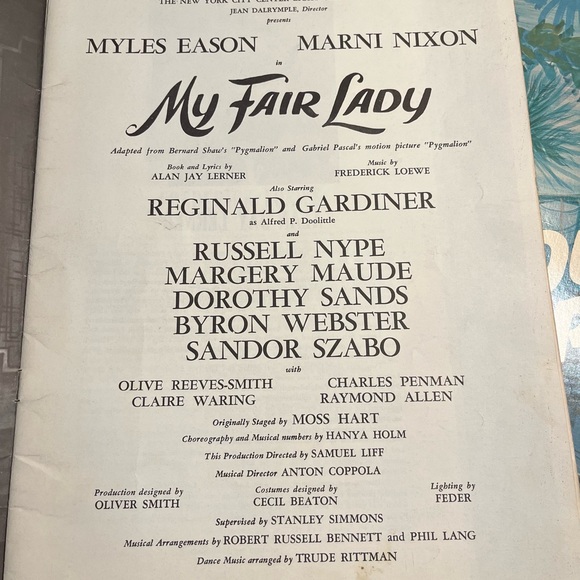 Rare “My Fair Lady” Playbill from New York City Center- Al Hirshfeld cover - Picture 5 of 7